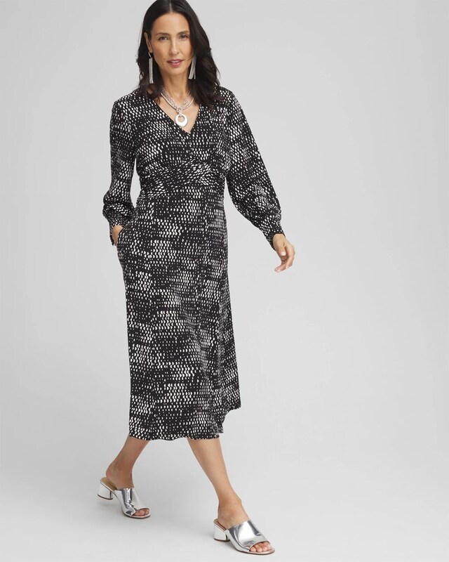 Long Sleeve Surplice Midi Dress - image 2